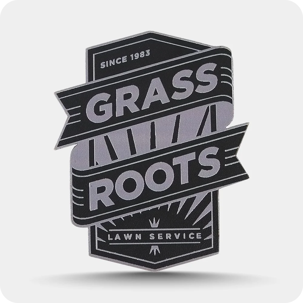 Printed Leather Patch grass roots