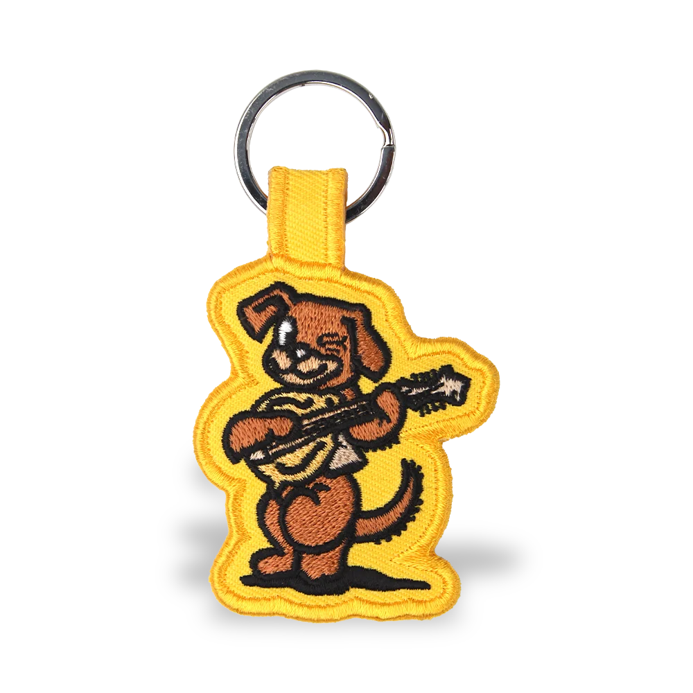Embroidered keychain yellow and brown puppy
